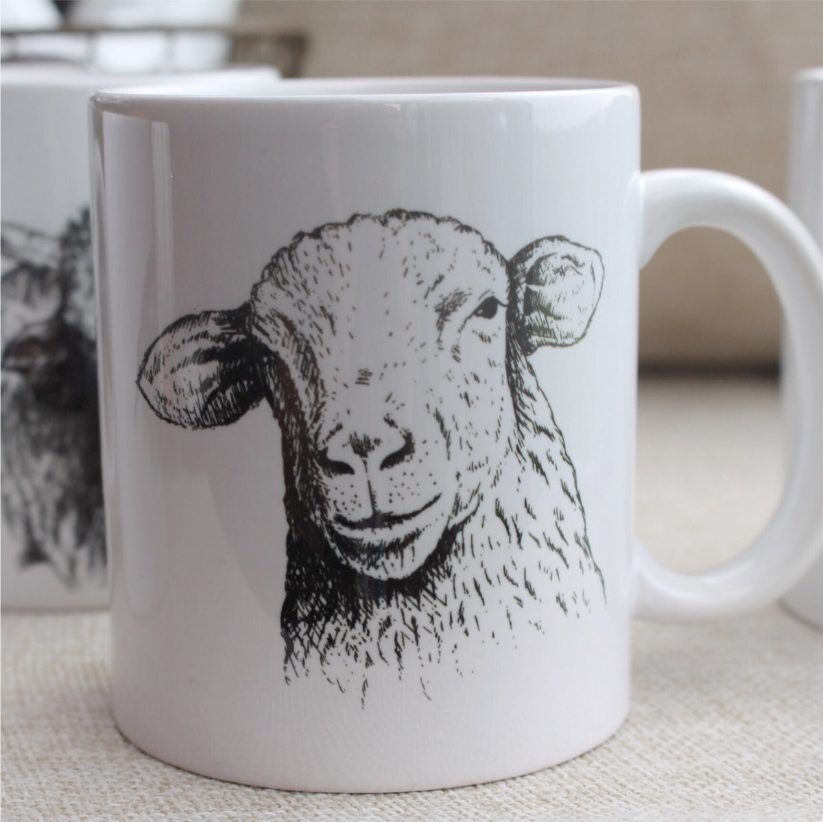 FE Vintage Coffee Mug, Extra Large Holding Volume With Farmhouse Theme  (White Cow)