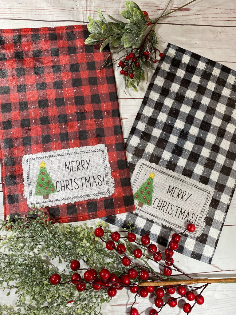 Embroidered Kitchen Towels Checkered